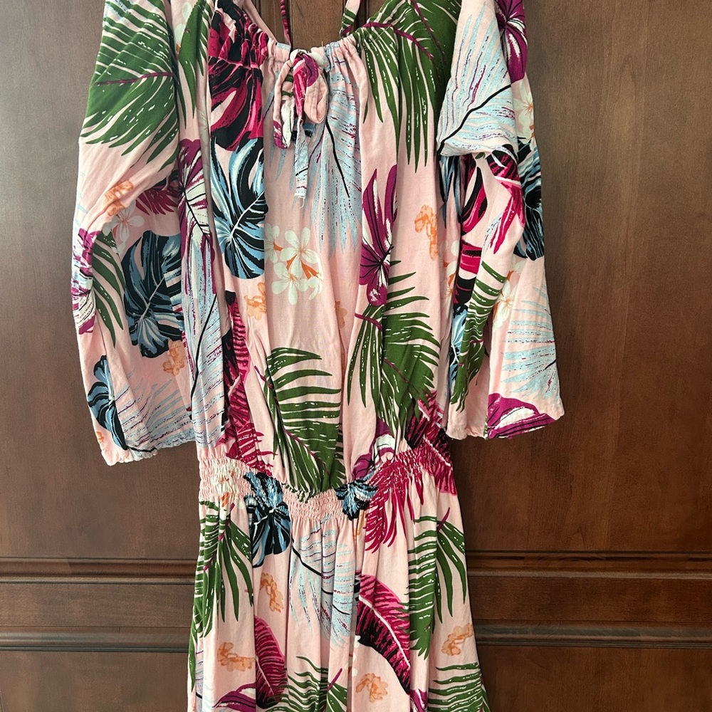 Tropical Print Off-Shoulder Dress